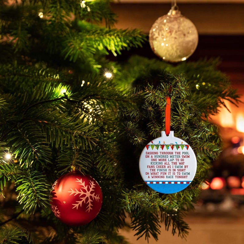 ChalkTalkSPORTS Swimming Round Ceramic Ornament | Jingle All The Way - Image 2